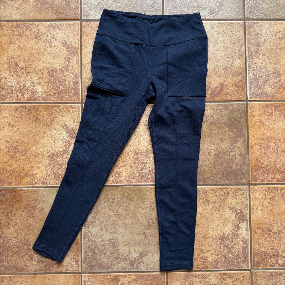 MONDETTA Navy Blue Herringbone Fleece Legging Pants - Medium